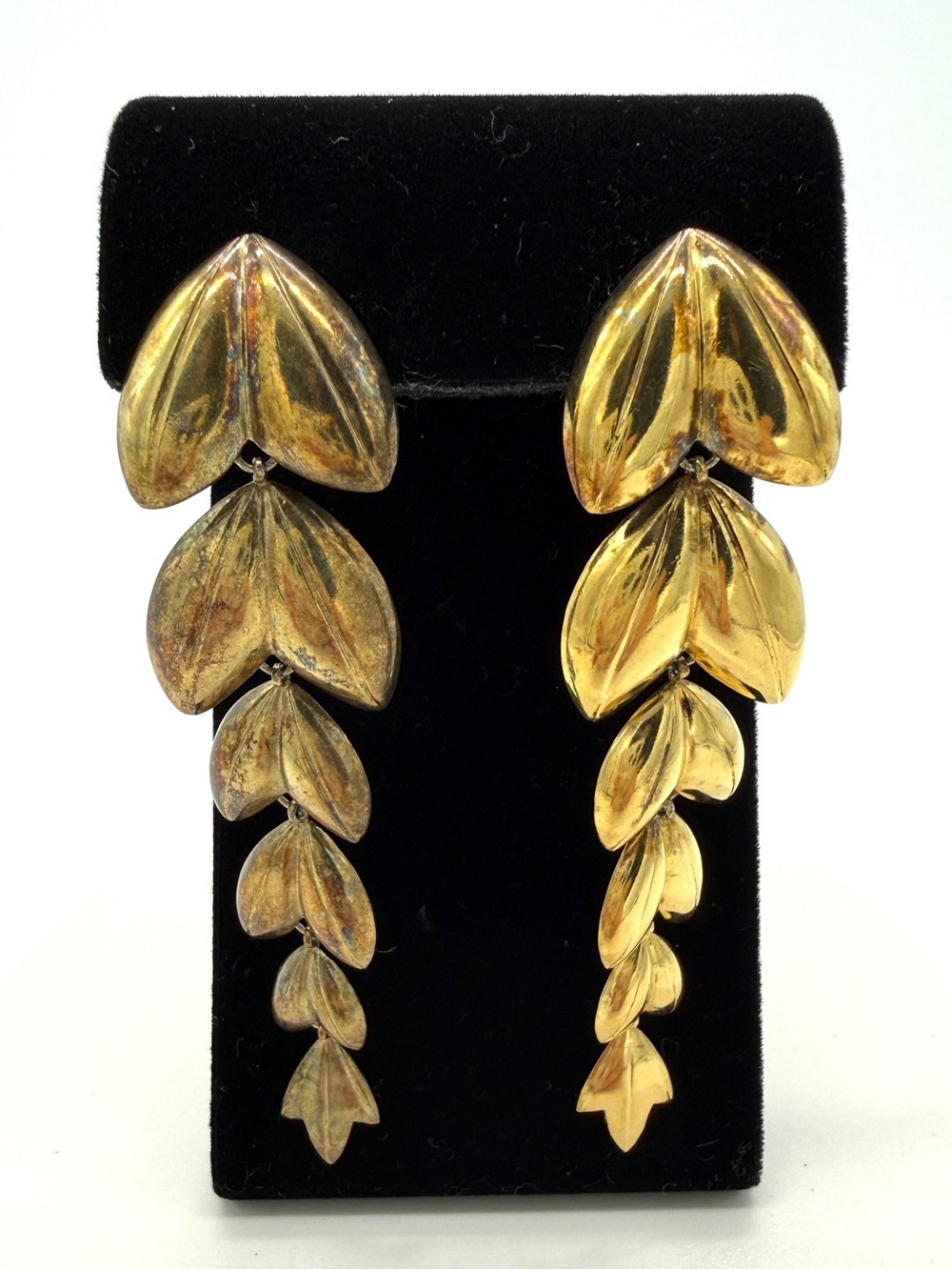 Vintage Golden Leaf Drop Earrings